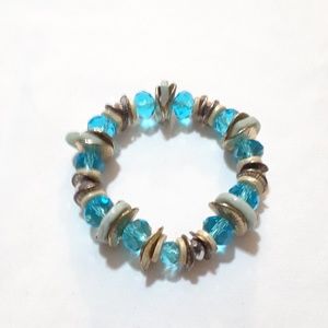Bracelet Aquamarine Gem Stones Gold Tone
